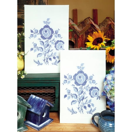TOBIN Dresser Scarf Table Runner STAMPED FOR EMBROIDERY Meadow Flowers
